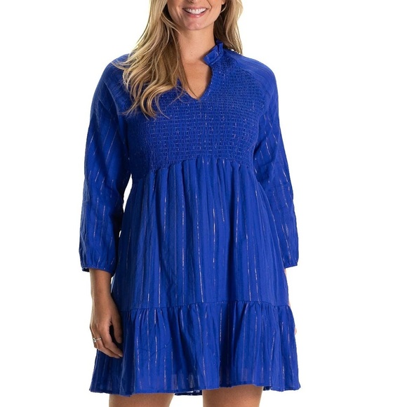 DUFFIELD LANE WREN DRESS BRIGHT BLUE METALLIC Size Small - Picture 2 of 8